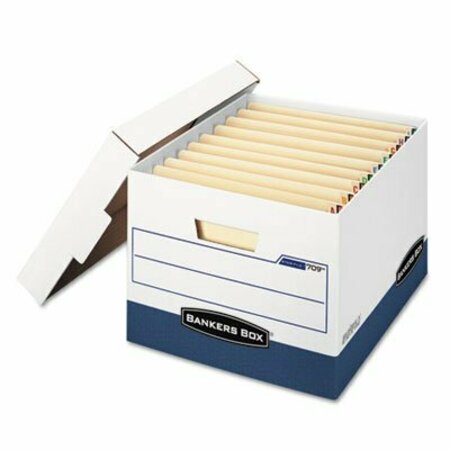 FELLOWES BankersBox, STOR/FILE END TAB STORAGE BOXES, LETTER/LEGAL FILES, WHITE/BLUE, 12PK 00709